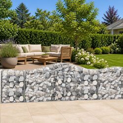 Arched Gabion Baskets 3 pcs Garden Barrier Retaining Wall Decorative Outdoor