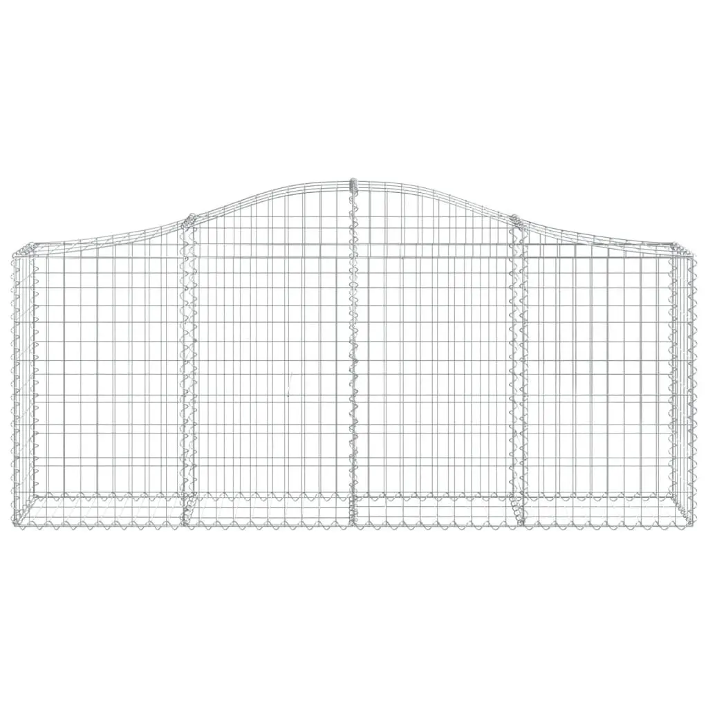 Arched Garden Barriers 5 Piece Galvanised Iron Decorative Retaining Wall Baskets Silver 200x30x80/100cm Durable Corrosion Resistant