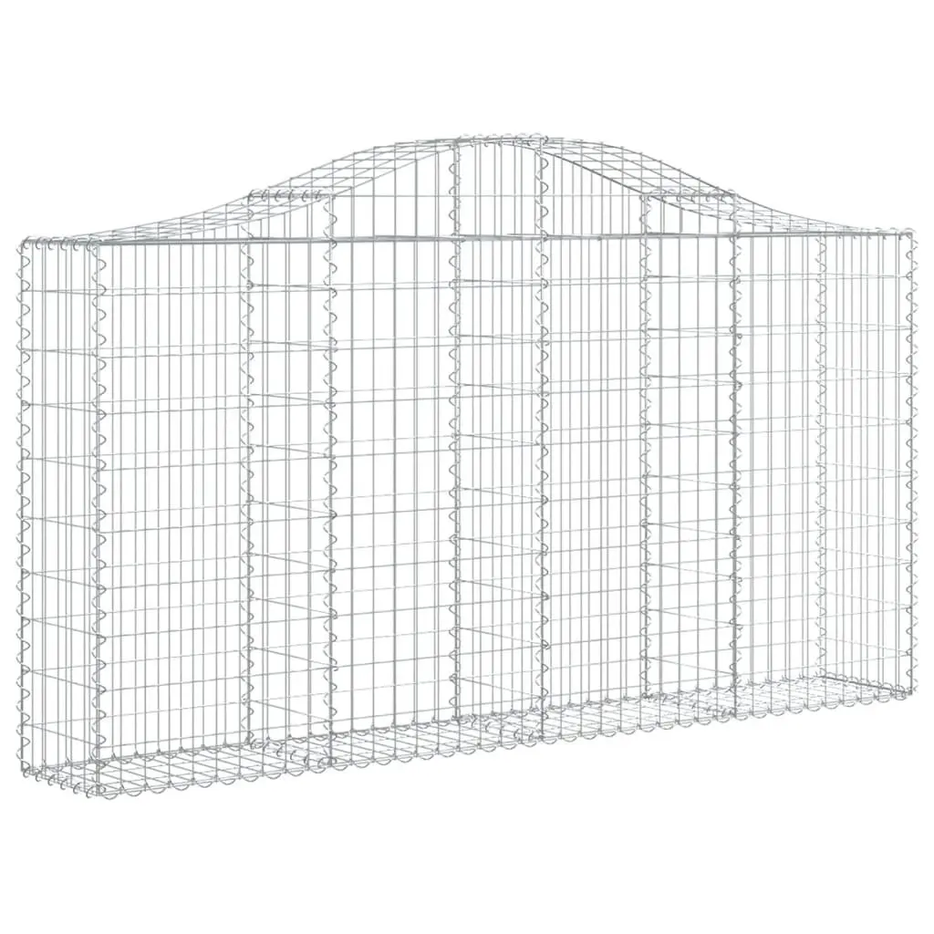 Arched Gabion Baskets Galvanised Iron 200 x 30 x 100120 cm Silver 2 Pieces Garden Barrier Retaining Wall Outdoor Decorative
