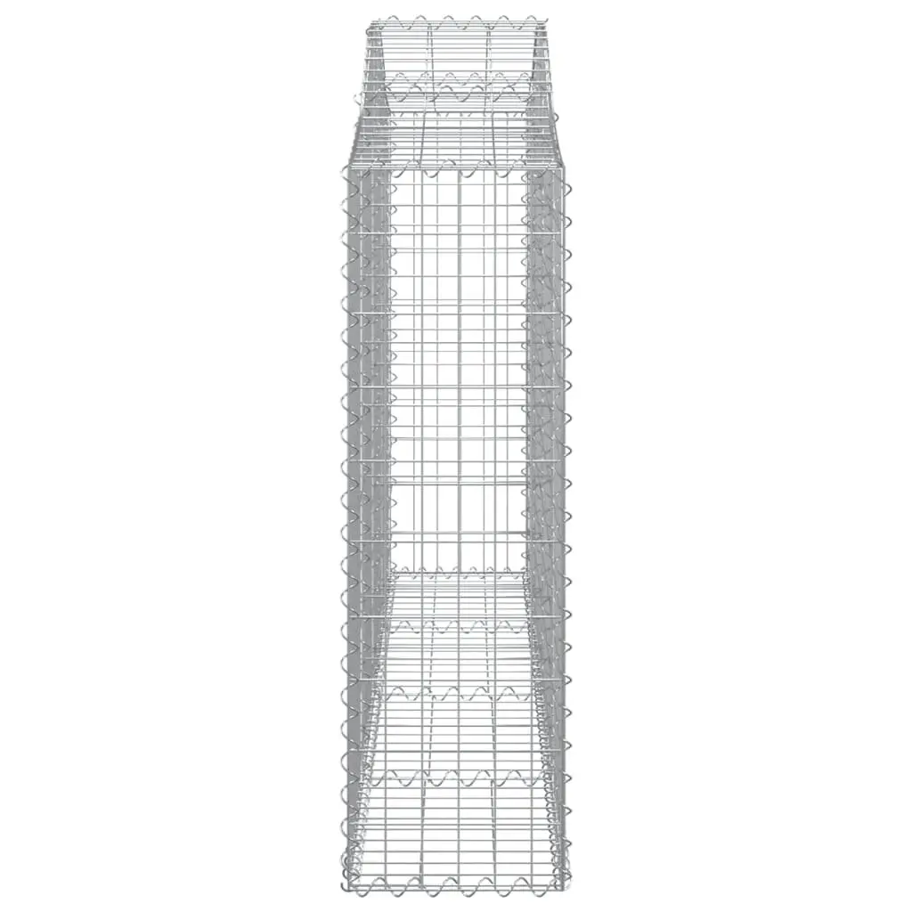 Decorative Garden Barriers Silver Arched Gabion Baskets 4 Piece Galvanised Iron Outdoor Retaining Wall Sound Insulating Garden Fencing