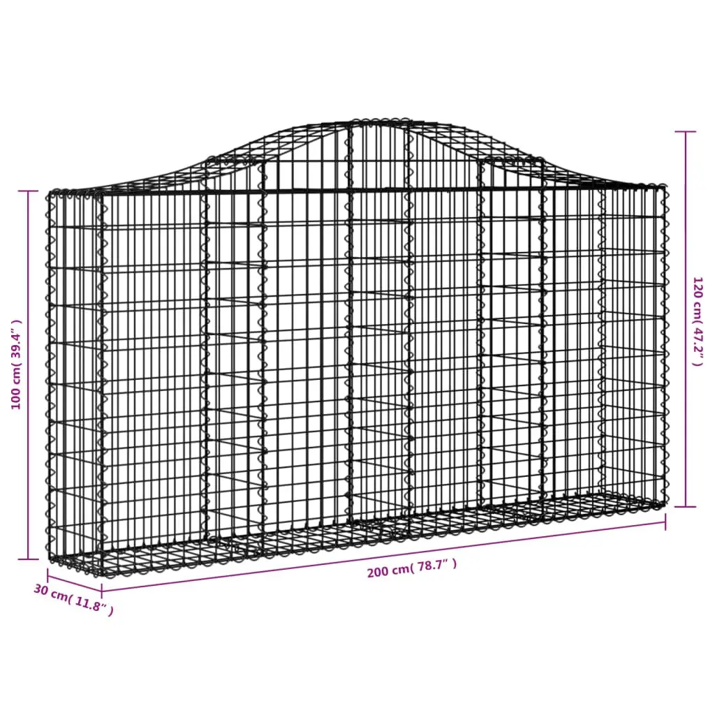 Decorative Garden Barriers Silver Arched Gabion Baskets 4 Piece Galvanised Iron Outdoor Retaining Wall Sound Insulating Garden Fencing