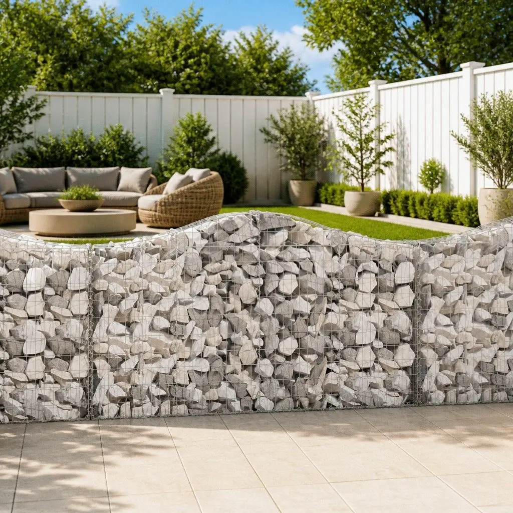 Arched Gabion Baskets 5 pcs Garden Barrier Retaining Wall Outdoor Decorative