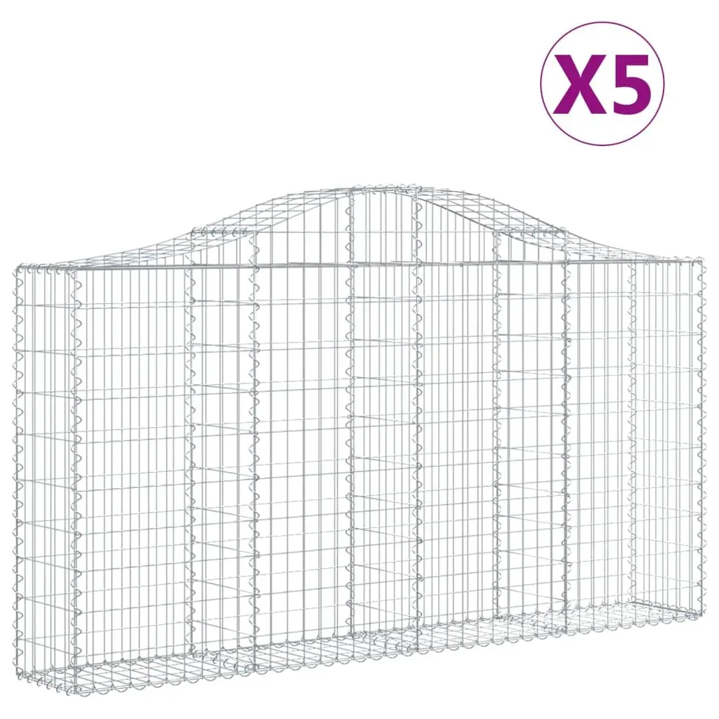 Arched Gabion Baskets 5 pcs Garden Barrier Retaining Wall Outdoor Decorative