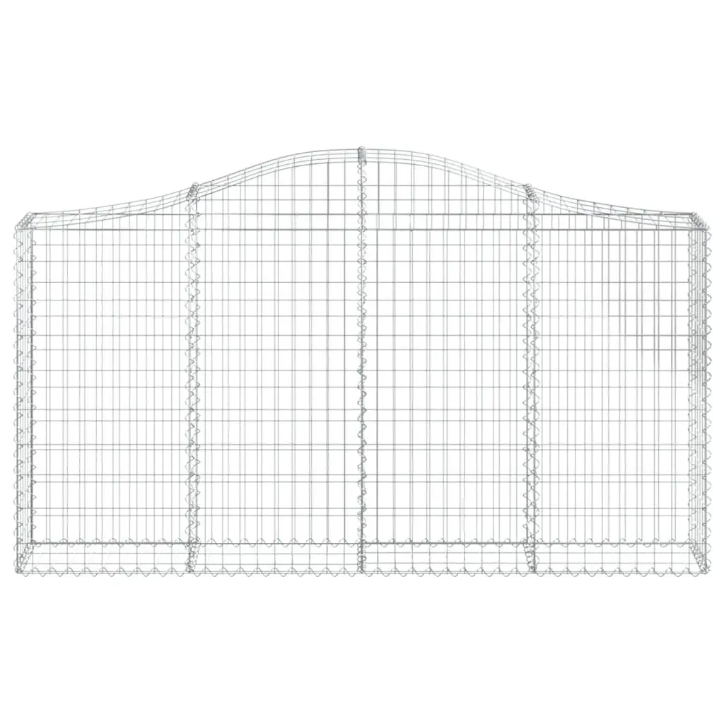 Arched Gabion Baskets Galvanised Iron 200 x 30 x 100 120 cm Silver 6 Piece Garden Barrier Retaining Wall Outdoor Decorative