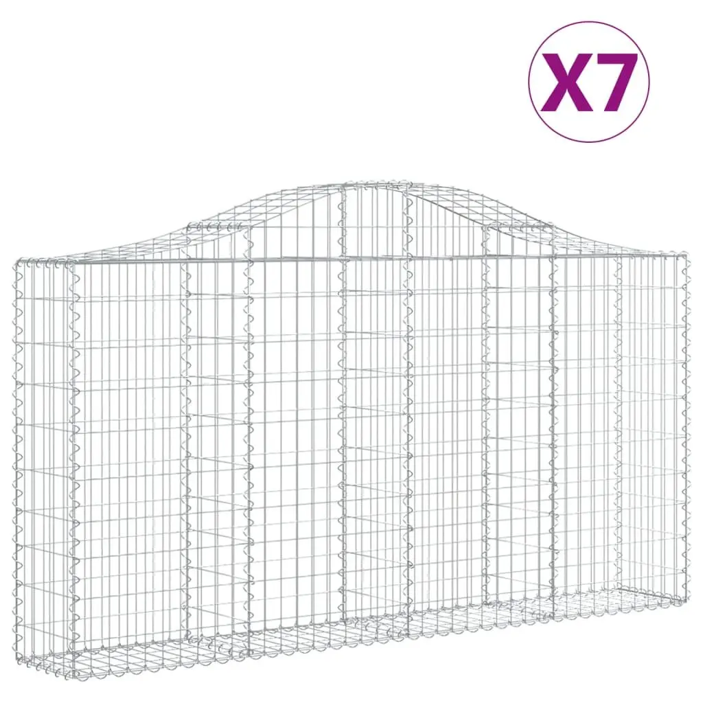 Arched Gabion Baskets 7 pcs Garden Barrier Retaining Wall Outdoor Decorative