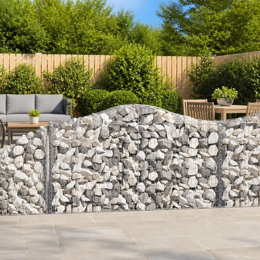 Gabion Baskets Arched Galvanised Iron 200x30x100120cm Silver 8 Piece Garden Barrier Retaining Wall Outdoor