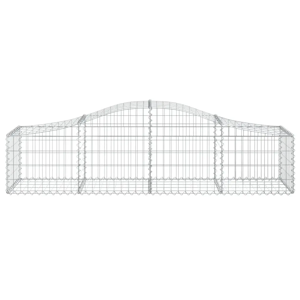 Arched Gabion Baskets Galvanised Iron 200 x 50 x 40/60 cm Silver 2 Piece Garden Barrier Decorative Retaining Wall Outdoor