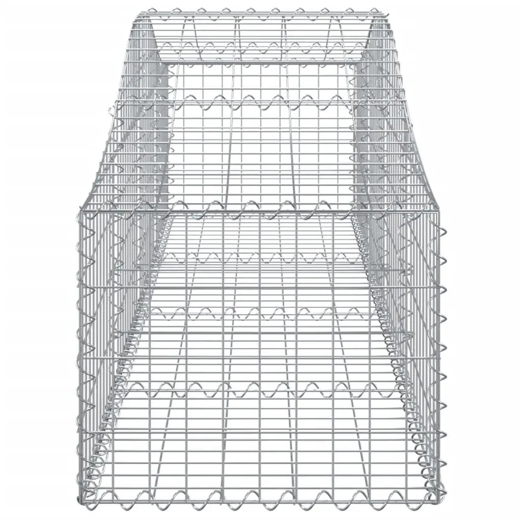 Arched Gabion Baskets Galvanised Iron 200 x 50 x 40/60 cm Silver 2 Piece Garden Barrier Decorative Retaining Wall Outdoor