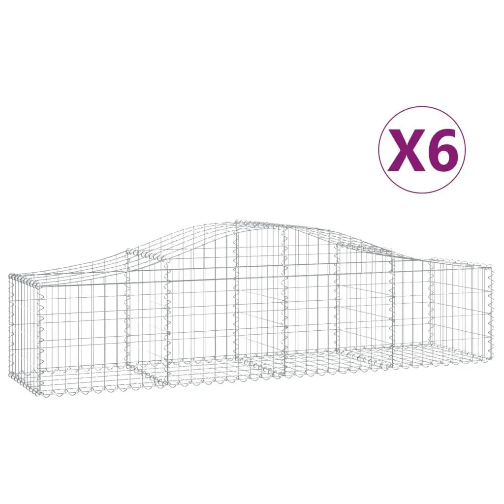 Gabion Baskets Arched Galvanised Iron Wire 200x50x40/60cm Silver 6 Piece