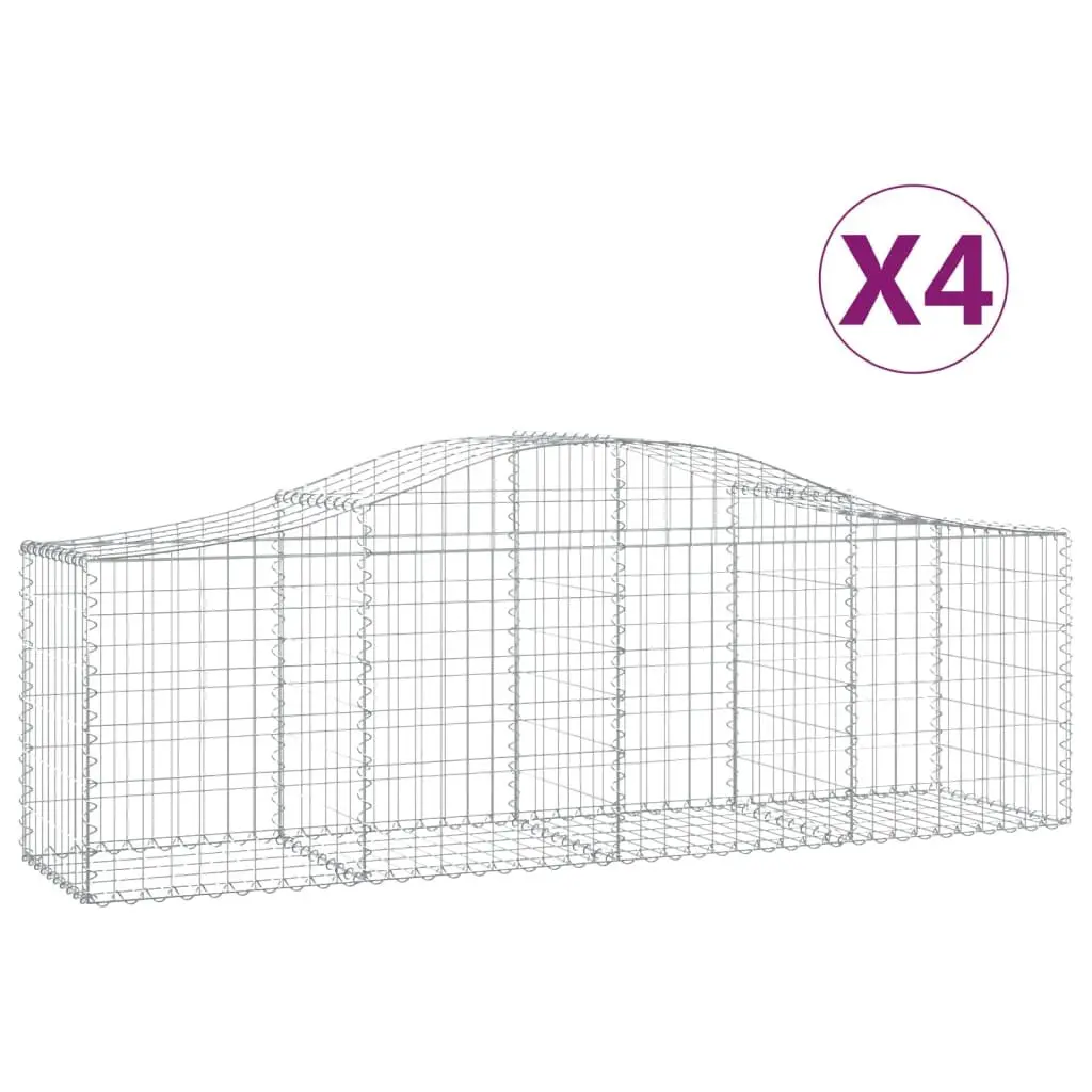Arched Gabion Baskets 4 pcs 200x50x60/80 cm Garden Decorative Barrier Retaining