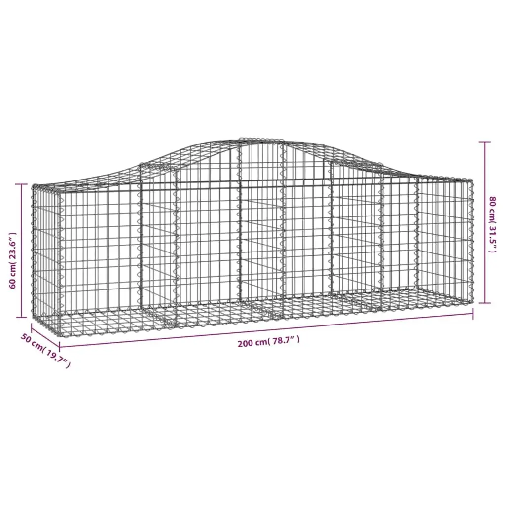 Arched Garden Barrier Baskets Silver 5 Piece Galvanised Iron Decorative Outdoor Retaining Wall