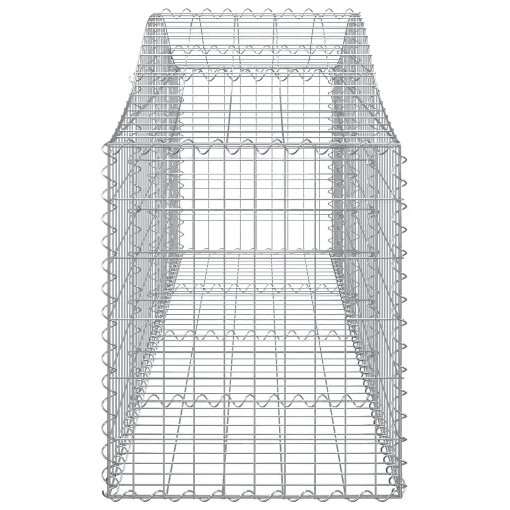 Arched Gabion Baskets Set 7 pcs Galvanised Iron Silver 200 x 50 x 60/80 cm Garden Retaining Wall Decorative Barrier