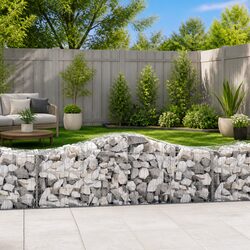 Arched Gabion Baskets Set 8pcs Garden Retaining Wall Decorative Barrier Outdoor
