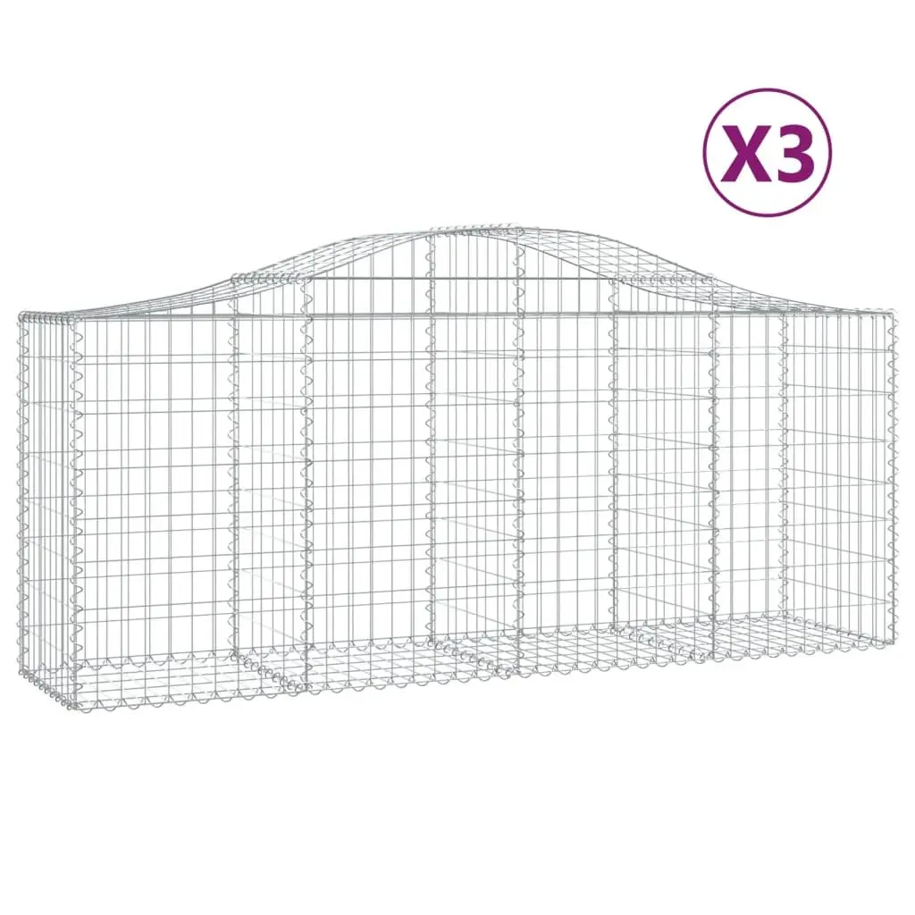 Arched Gabion Baskets 3 pcs Garden Barrier Retaining Wall Decorative Outdoor