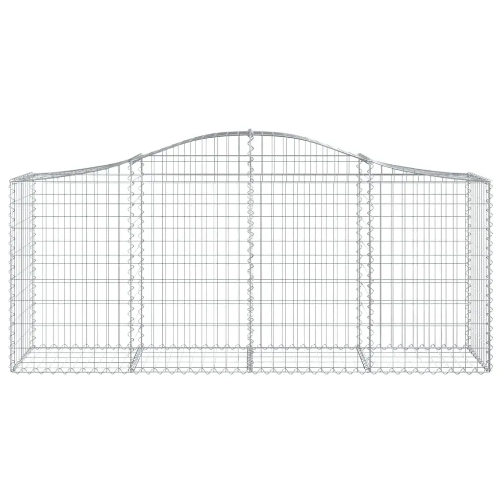 Gabion Baskets Arched Galvanised Iron Wire 200 x 50 x 80/100 cm Silver 6 Piece Garden Retaining Wall Decorative Barrier Outdoor