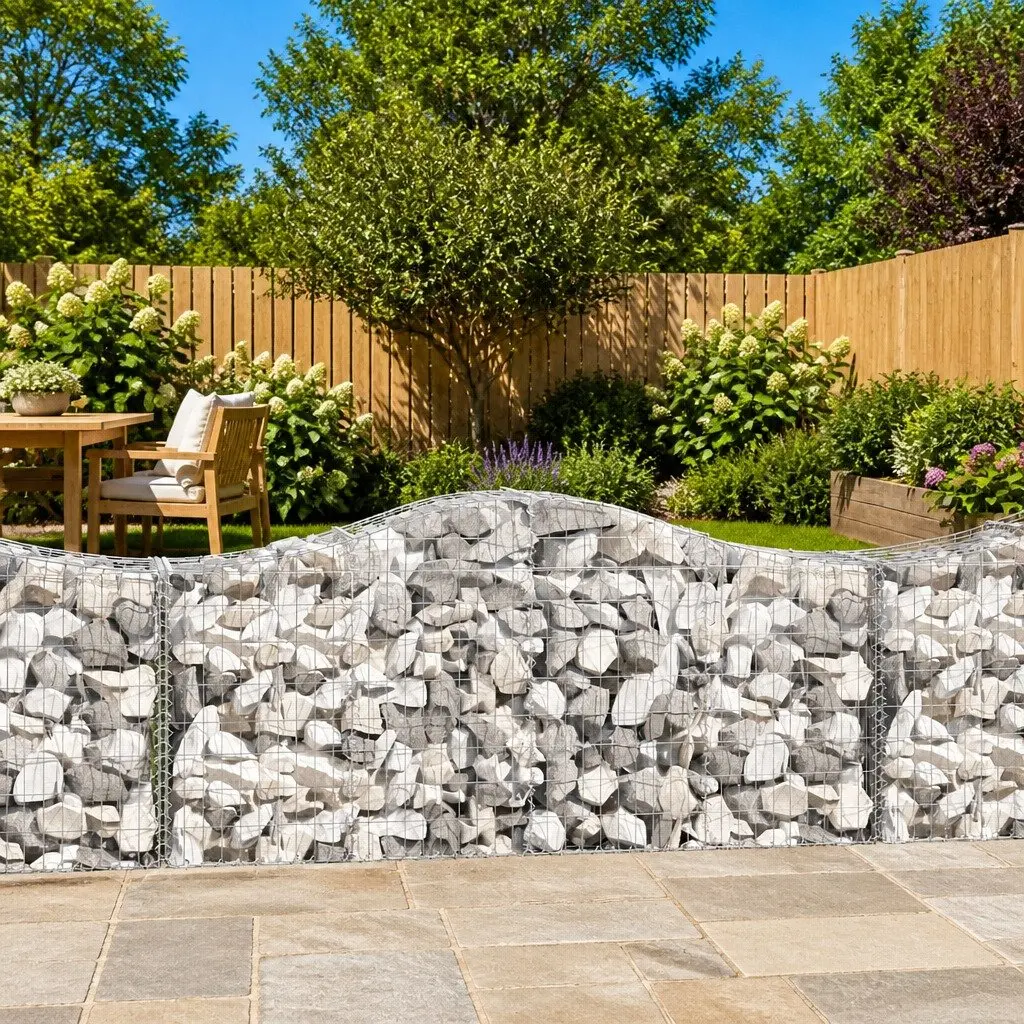 Arched Gabion Baskets 7 pcs Garden Retaining Wall Decorative Outdoor Barrier