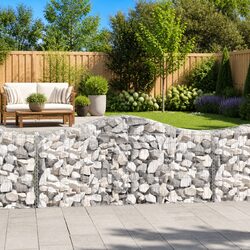 Arched Gabion Baskets 9 pcs Garden Barrier Retaining Wall Decorative Outdoor