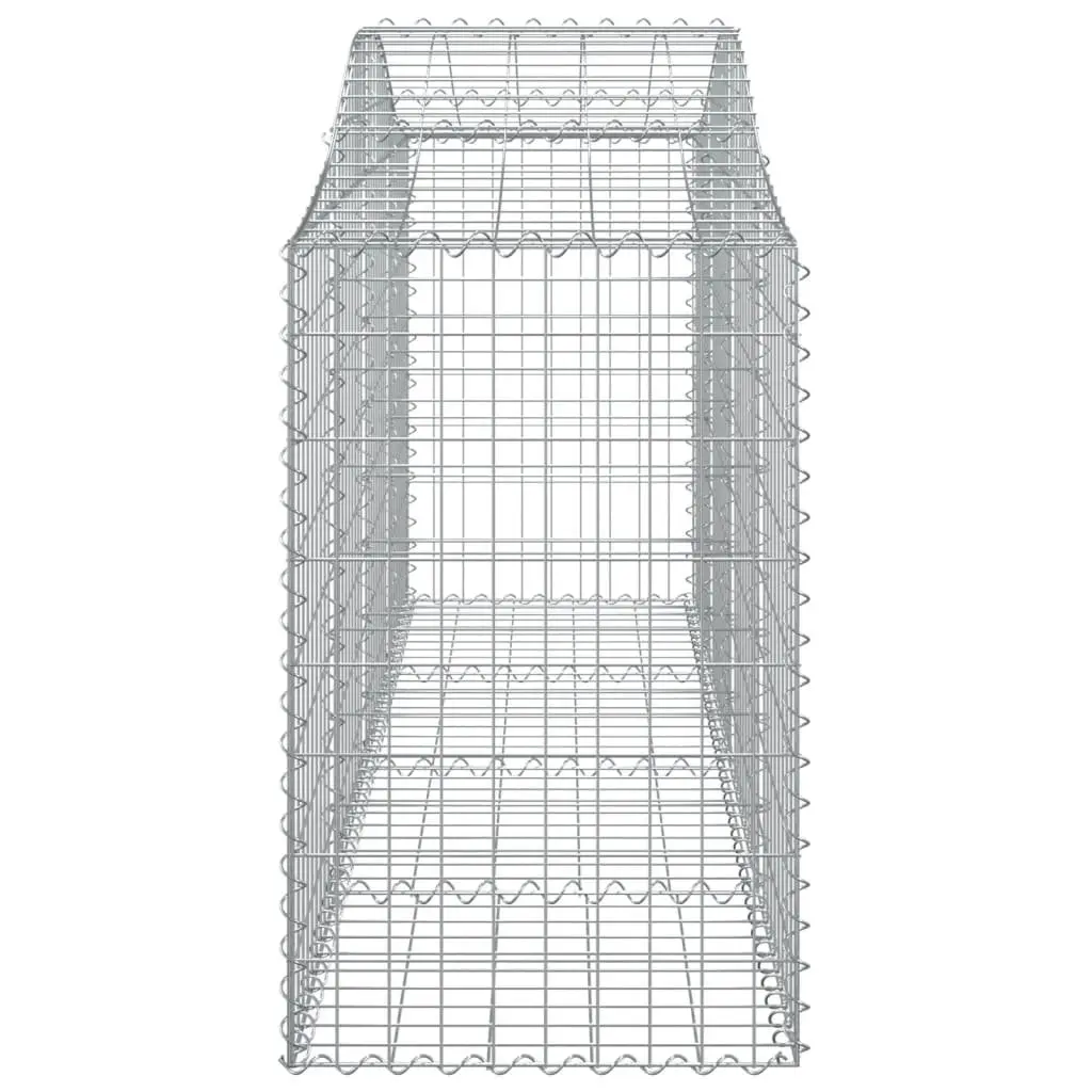 Gabion Baskets Arched Galvanised Iron 200x50x80/100 cm Silver Garden Barrier Decorative