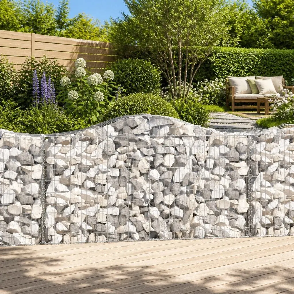 Arched Gabion Baskets Galvanised Iron 200 x 50 x 100120 cm Silver 3 Piece Garden Barrier Retaining Wall