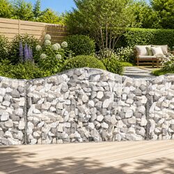 Arched Gabion Baskets 3 pcs Galvanised Iron Garden Barrier Retaining Wall