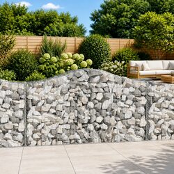 4 Silver Arched Gabion Baskets for Versatile Garden Use