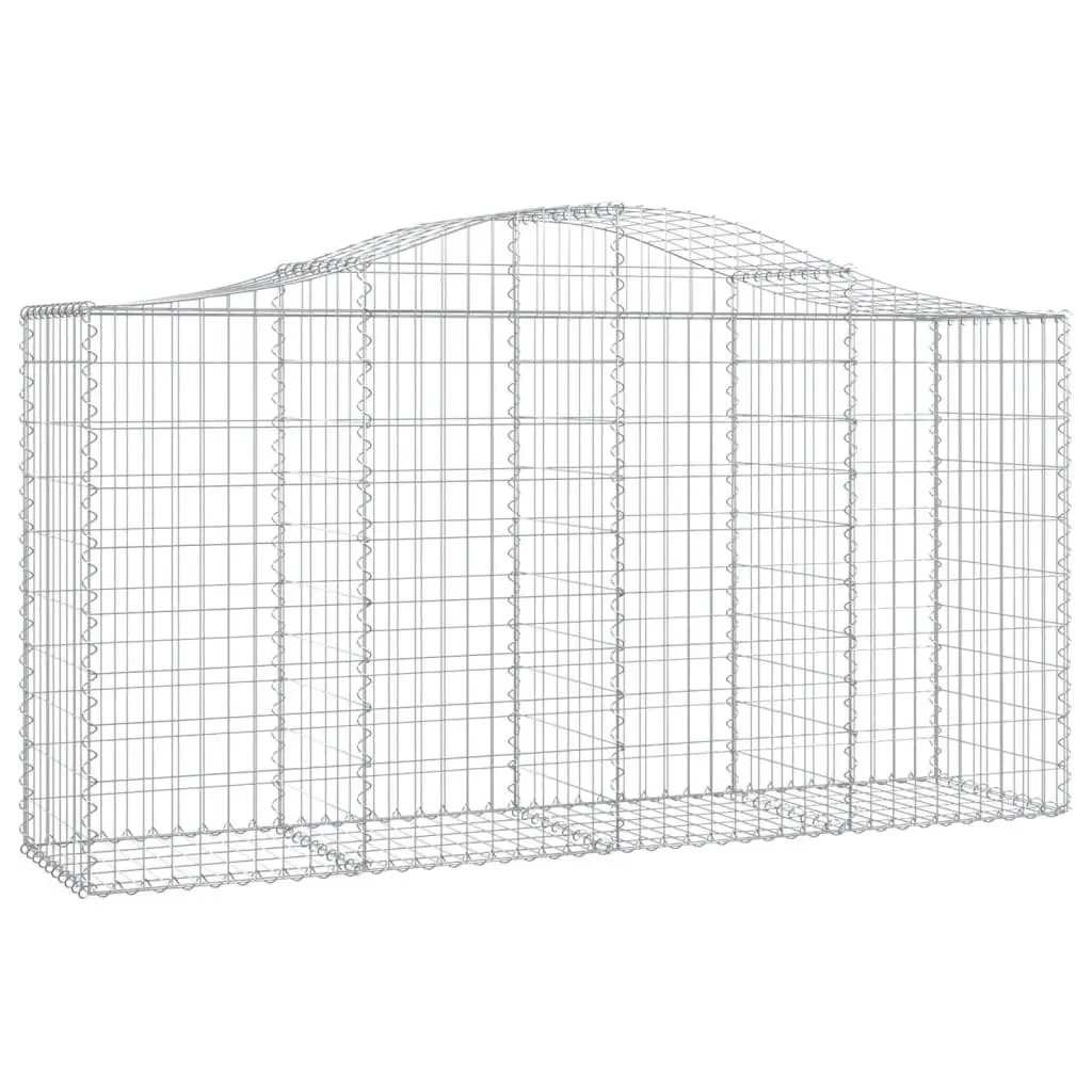 Gabion Baskets Decorative Garden Barrier Silver Galvanised Iron 200x50x100120cm 4 Piece Set