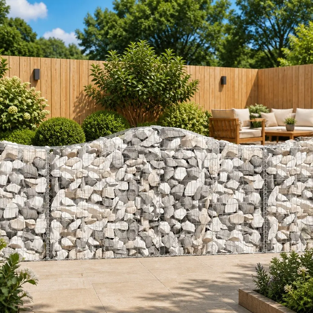 Gabion Baskets Arched Silver Galvanised Iron 200x50x100120cm 8 Piece Decorative Outdoor Garden Barrier Retaining Wall