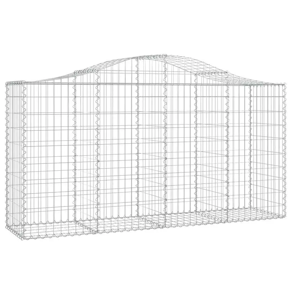 Gabion Baskets Arched Silver Galvanised Iron 200x50x100120cm 8 Piece Decorative Outdoor Garden Barrier Retaining Wall