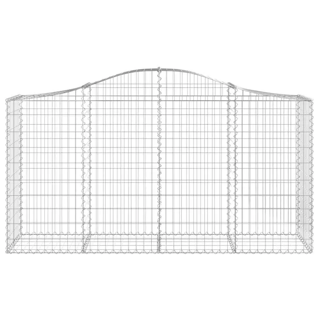 Gabion Baskets Arched Silver Galvanised Iron 200x50x100120cm 8 Piece Decorative Outdoor Garden Barrier Retaining Wall