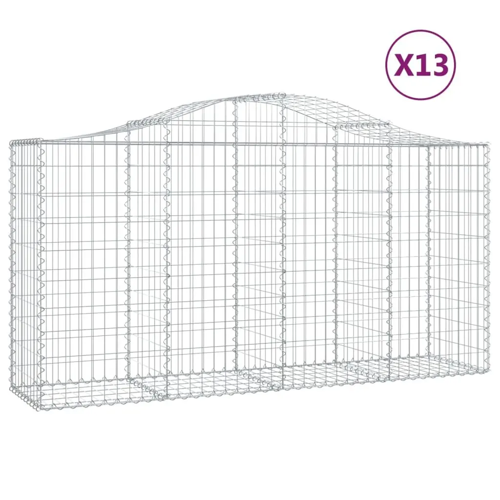 Arched Gabion Baskets 13 pcs Garden Barrier Retaining Wall Decorative Outdoor