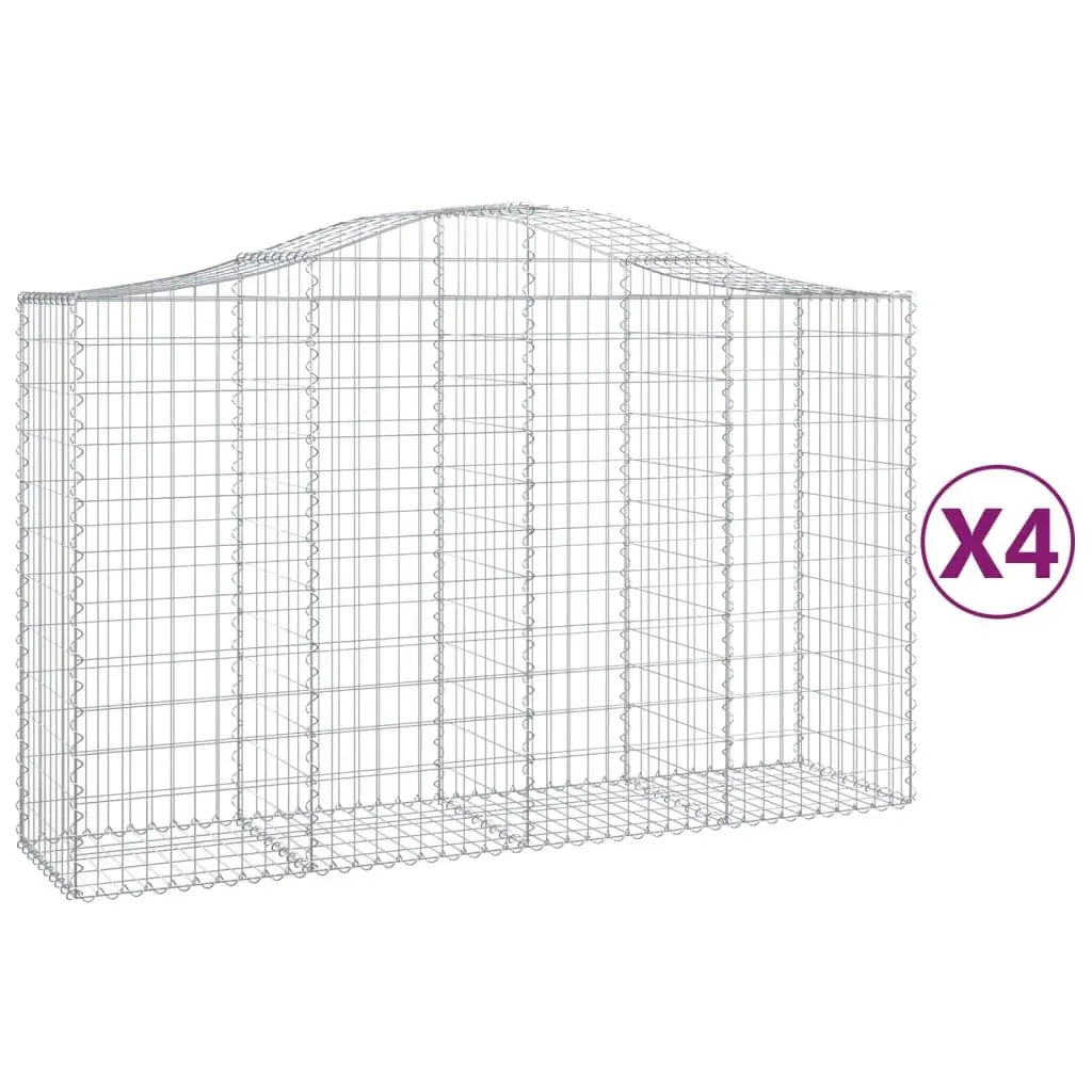 Arched Gabion Baskets 4 pcs Garden Barrier Sound-Insulating Retaining Wall