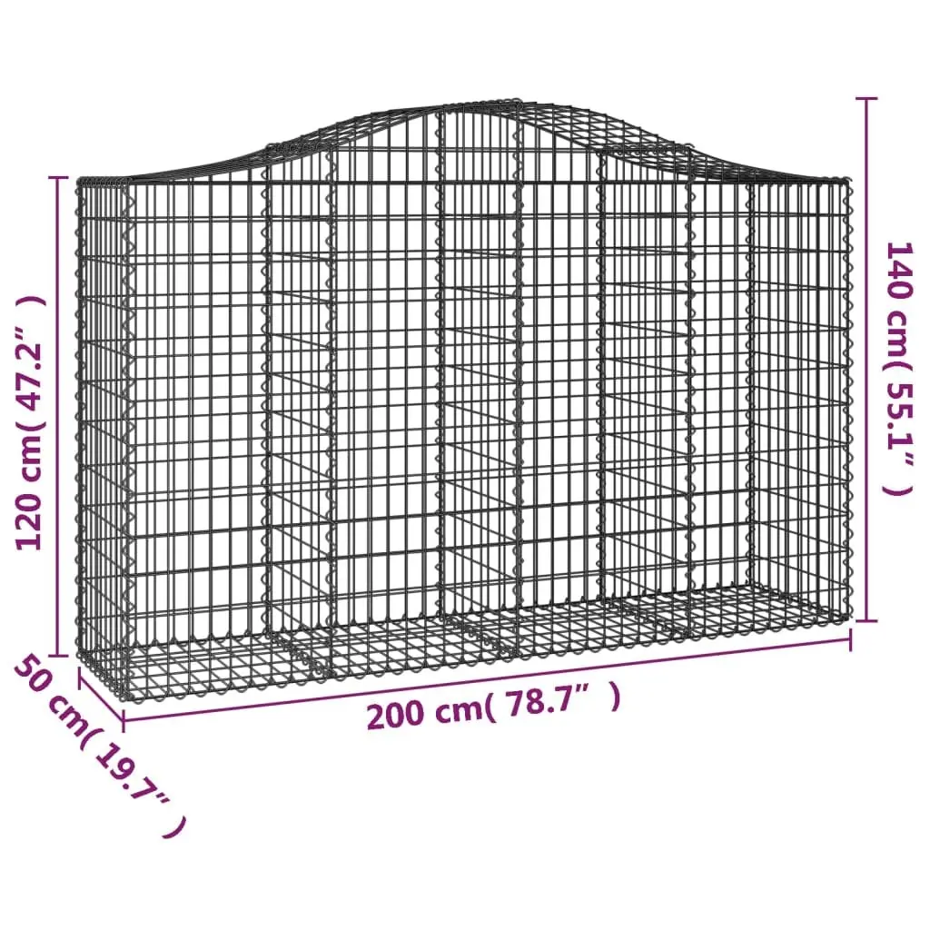 Arched Gabion Baskets 4 pcs Garden Barrier Sound-Insulating Retaining Wall