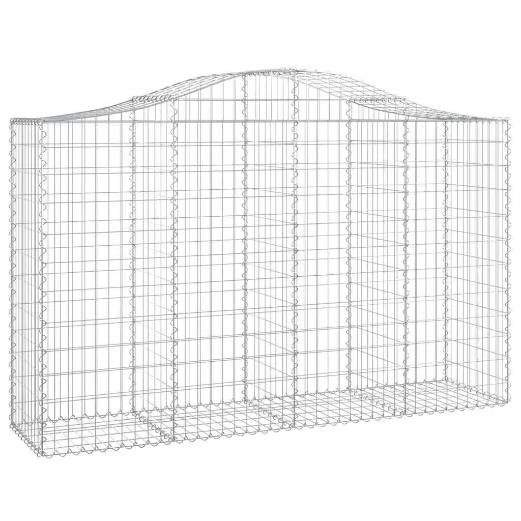 Arched Gabion Baskets Galvanised Iron 200 x 50 x 120140 cm Silver 5 Piece Garden Barrier Retaining Wall Decorative Outdoor