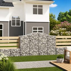 Arched Gabion Baskets 4 pcs Garden Barrier Retaining Wall Decorative Outdoor