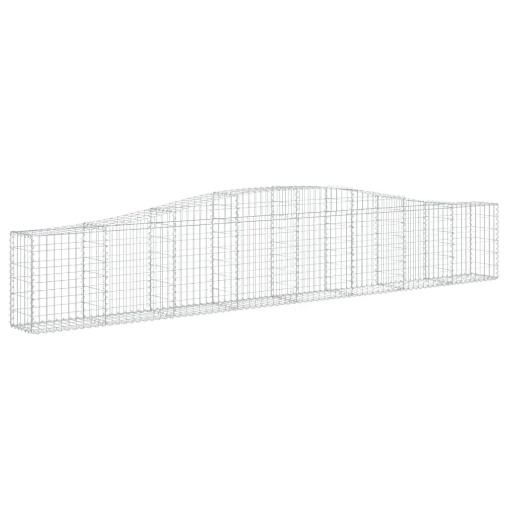 Arched Gabion Baskets Galvanised Iron 400 x 30 x 60 80 cm Silver 2 pcs Garden Barrier Retaining Wall Decorative Outdoor