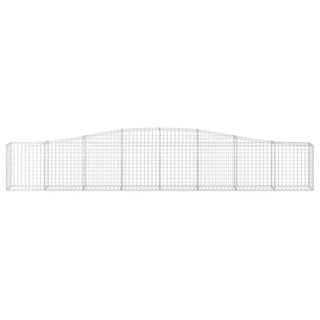 Arched Gabion Baskets Galvanised Iron 400 x 30 x 60 80 cm Silver 2 pcs Garden Barrier Retaining Wall Decorative Outdoor