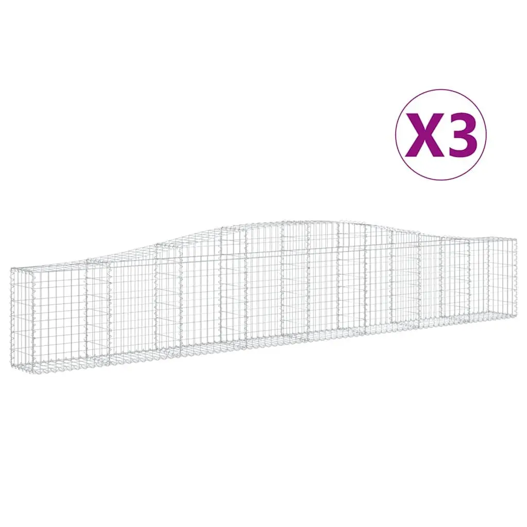 Arched Gabion Baskets Set 3 pcs Garden Barrier Decorative Retaining Wall Outdoor