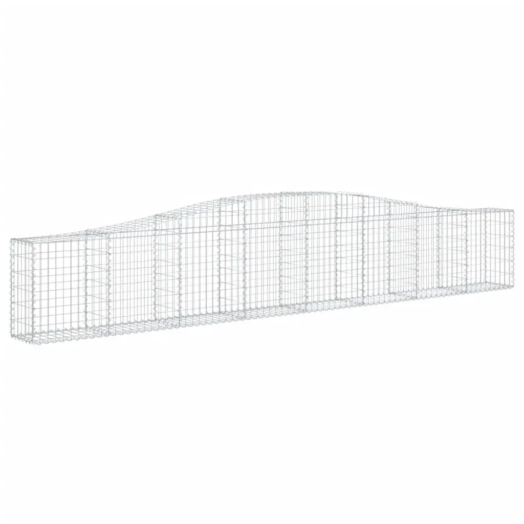 Gabion Baskets Set 4 pcs Galvanised Iron Arched Decorative Barrier Silver 400 x 30 x 60/80 cm