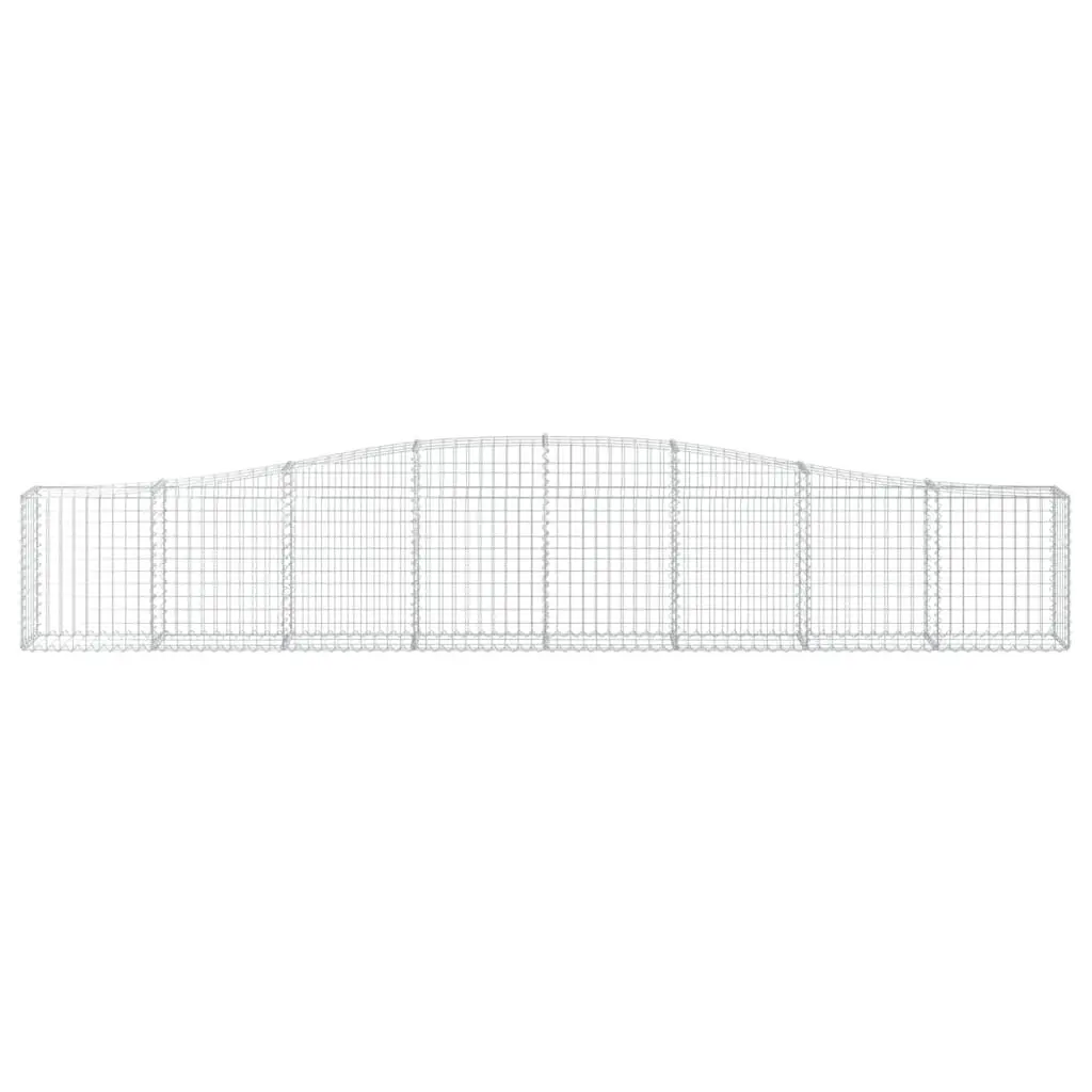 Gabion Baskets Set 4 pcs Galvanised Iron Arched Decorative Barrier Silver 400 x 30 x 60/80 cm