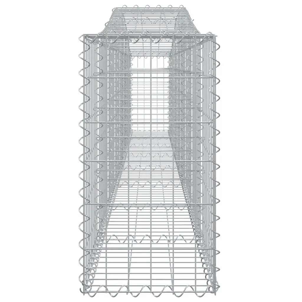 Gabion Baskets Set 4 pcs Galvanised Iron Arched Decorative Barrier Silver 400 x 30 x 60/80 cm