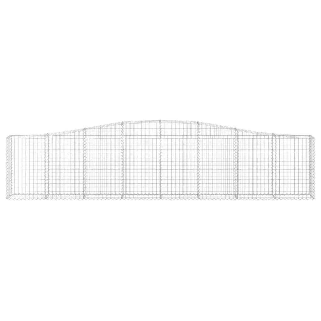 Arched Gabion Baskets Galvanised Iron 400x30x80/100 cm Silver Garden Barrier 2 Piece