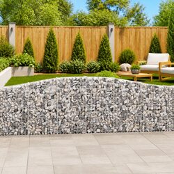 Arched Gabion Baskets 3 pcs Garden Barrier Decorative Retaining Wall Outdoor