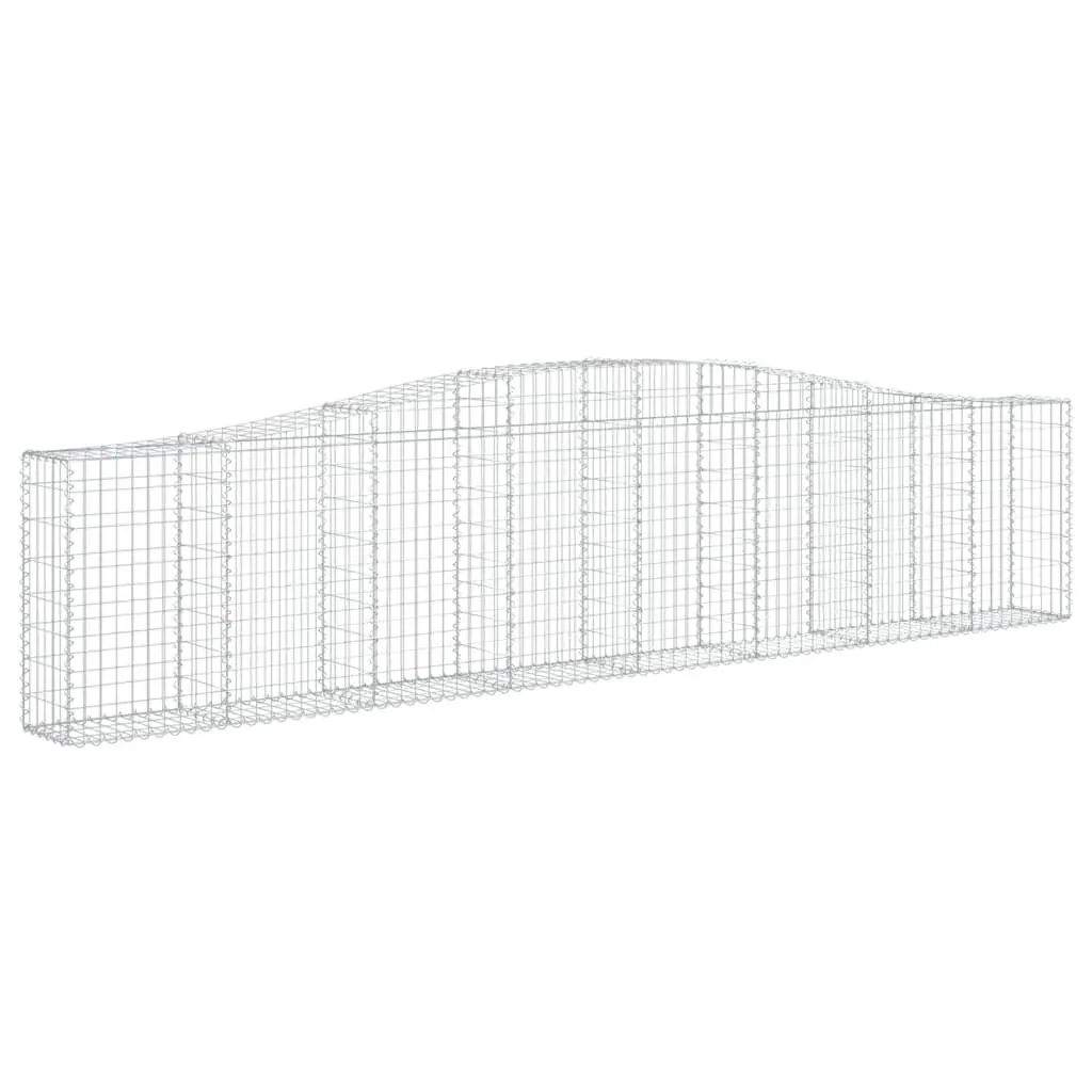 Arched Gabion Baskets Galvanised Iron 400x30x80/100 cm Silver Garden Retaining Wall Decorative 4 Piece
