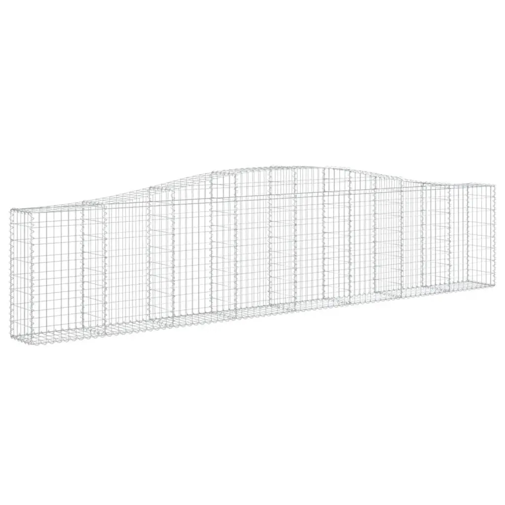 Arched Gabion Baskets Galvanised Iron 400x30x80/100 cm Silver 5 Piece Garden Retaining Wall Decorative