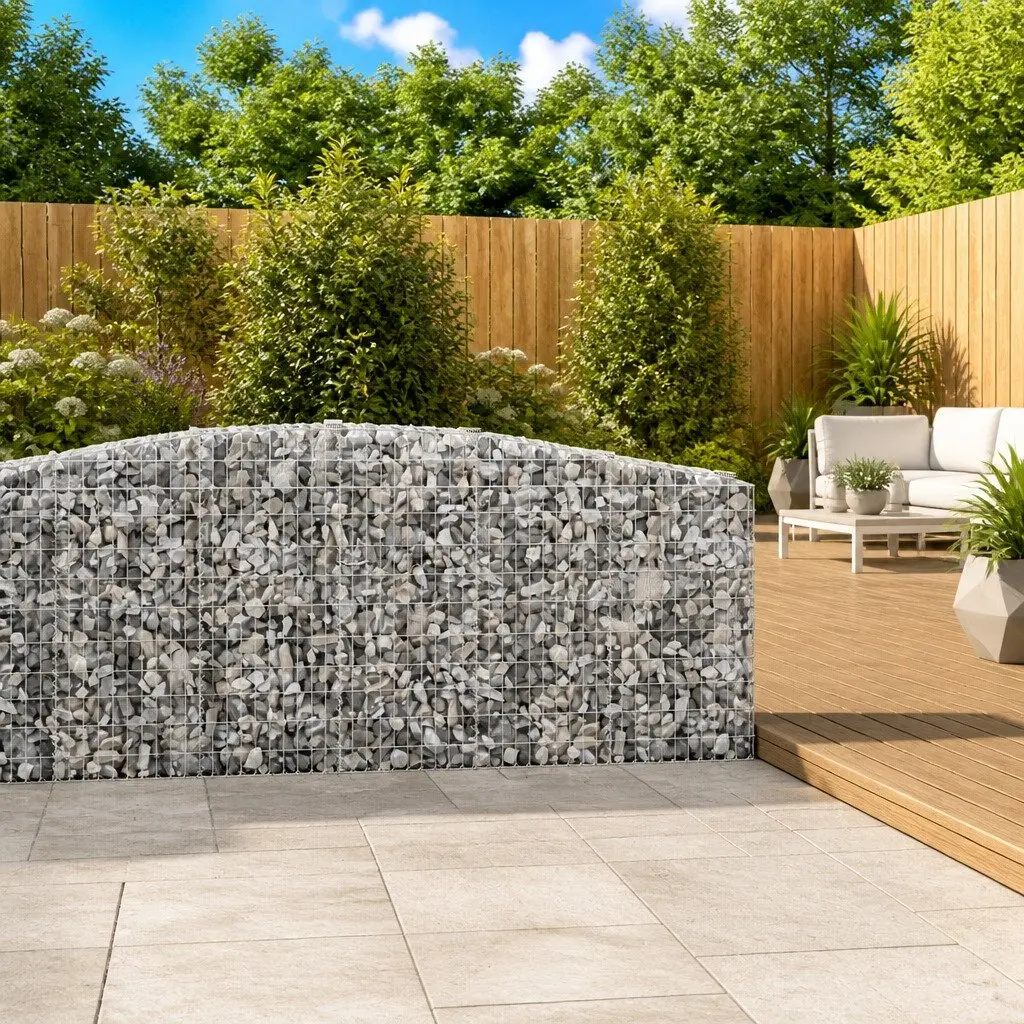 Arched Gabion Baskets 2 pcs Garden Barrier Retaining Wall Decorative Outdoor