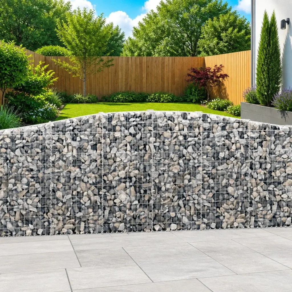 Arched Gabion Baskets Galvanised Iron 400 x 30 x 100120 cm Silver 4 Piece Garden Barrier Retaining Wall
