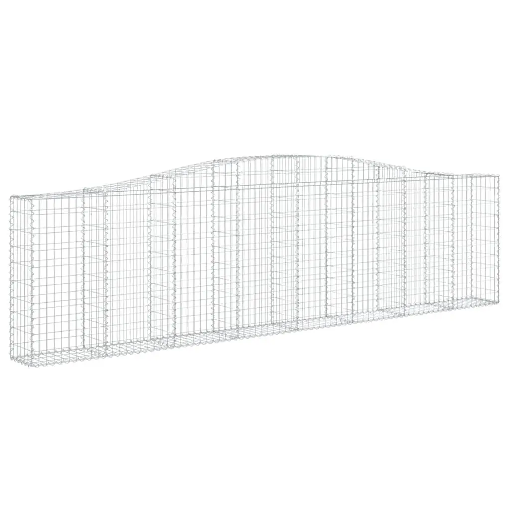 Gabion Baskets Arched Galvanised Iron 400 x 30 x 100120 cm Silver 5 Piece Garden Barrier Decorative Retaining Wall Outdoor