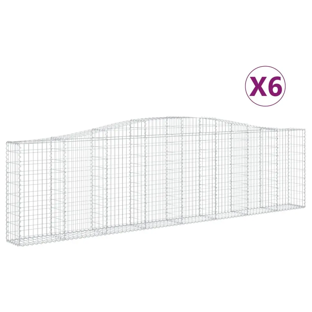 Arched Garden Barrier Baskets Silver 6 Piece Retaining Wall Decorative Galvanised Iron Outdoor