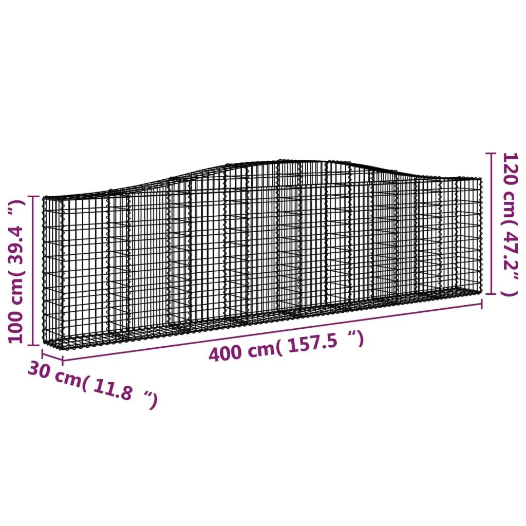 Arched Garden Barrier Baskets Silver 6 Piece Retaining Wall Decorative Galvanised Iron Outdoor