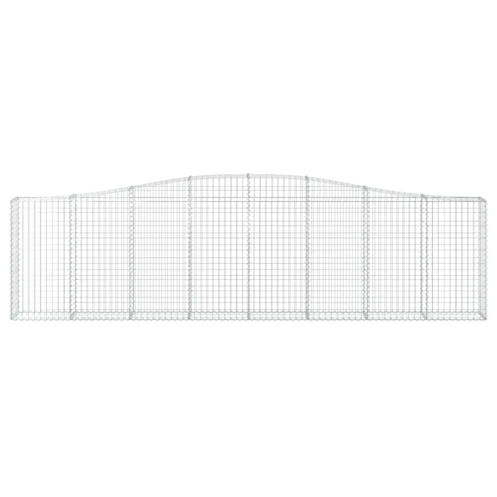 Gabion Baskets Arched Galvanised Iron 400 x 30 x 100-120 cm Silver 8 Piece Garden Retaining Wall Barrier Outdoor Landscaping